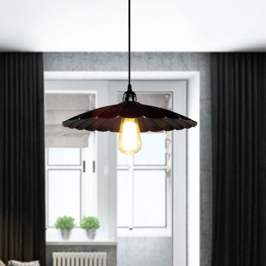 Scalloped Pendant Lamp - Antique Style 10/12 Dia 1 Head Metal Hanging Light Fixture For Kitchen