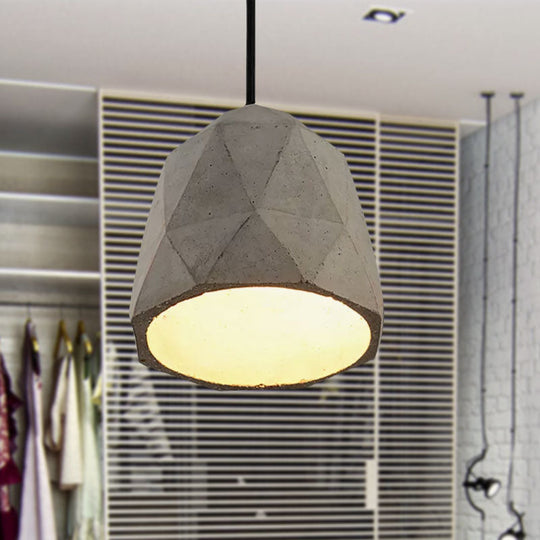 Vintage Cement Pendant Hanging Lamp: Bowl/Cylinder/Semi Circle Shape 1 Light Grey - Ideal For Dining
