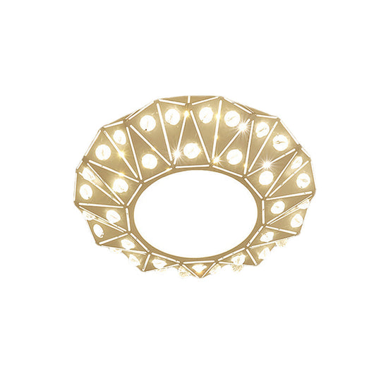 Crystal Clear LED Flush Mount Ceiling Light: Small Round Laser Cut Entryway Fixture