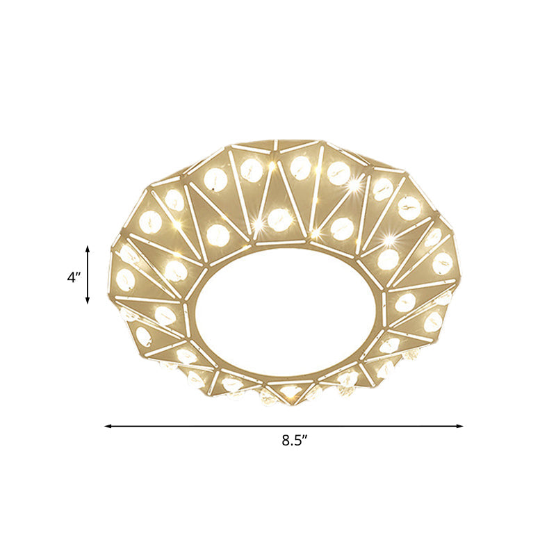 Crystal Clear LED Flush Mount Ceiling Light: Small Round Laser Cut Entryway Fixture