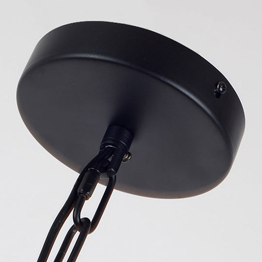 Vintage Style Black Metal Water Drop Pendant Light With Wire Frame And Chain