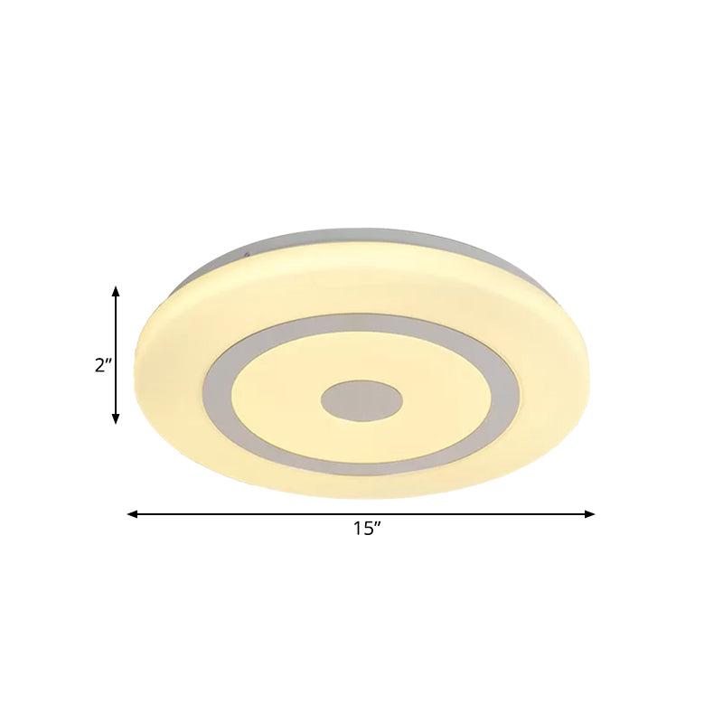 15"/19" Contemporary Acrylic LED Round Flush Mount Fixture for Bedroom Lighting in Black and White