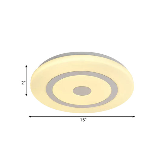 15"/19" Contemporary Acrylic LED Round Flush Mount Fixture for Bedroom Lighting in Black and White