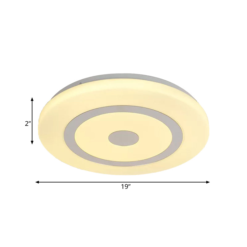 15"/19" Contemporary Acrylic LED Round Flush Mount Fixture for Bedroom Lighting in Black and White