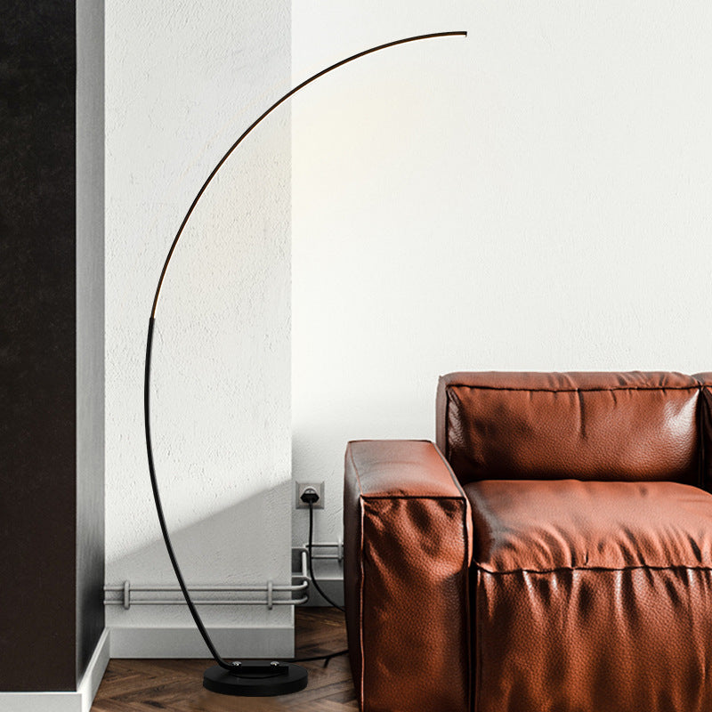 Black Over-Curved Led Floor Standing Lamp - Nordic Metal Design Perfect For Living Room Reading
