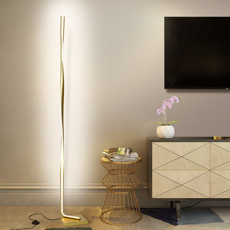 Modern Led Acrylic Floor Lamp For Study Room - Column Stand Up Lighting In Black/White/Gold With
