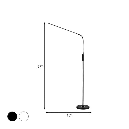 Modernist Adjustable Metallic Linear Standing Lamp - Black/White Led Floor Reading Light