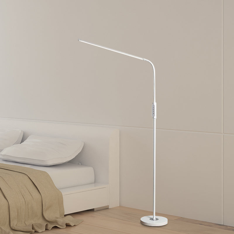 Modernist Adjustable Metallic Linear Standing Lamp - Black/White Led Floor Reading Light