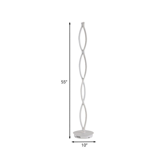 Modern Led Twisted Floor Lamp In White With Warm/White/Natural Light