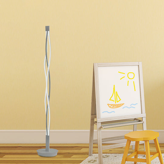 Modern Metal Stick Lamp: Black/White Led Nordic Floor Lighting With Spiral Design In