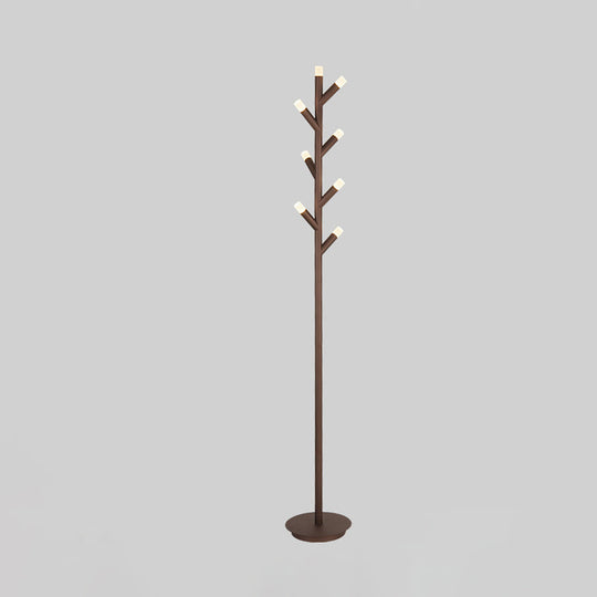 Modern Metal Tree Shape Floor Reading Lamp Black/Coffee Led Standing Light For Study Room
