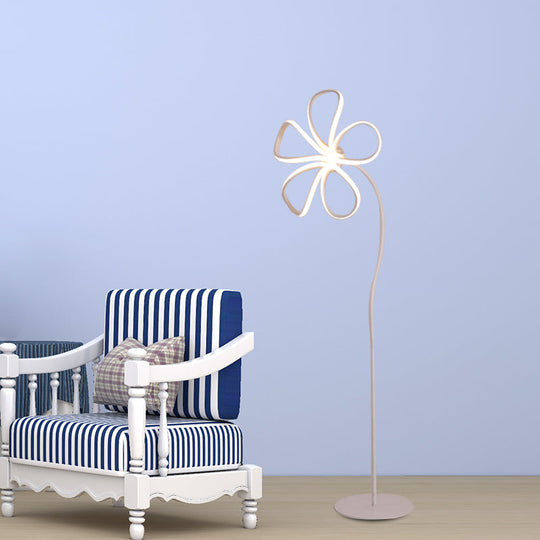 Contemporary Acrylic Bloom Floor Lamp - Black/White Led Reading Light For Study Room White