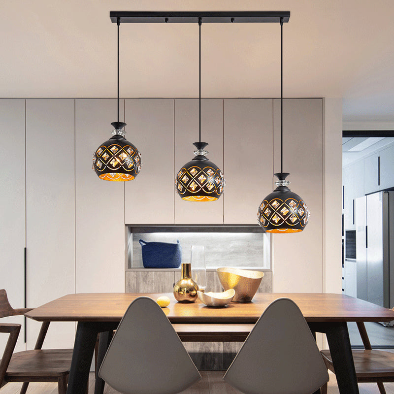 Modern Black Pendant Light With 3-Light Metal Multi Ceiling Lamp - Ideal For Dining Table / Globe