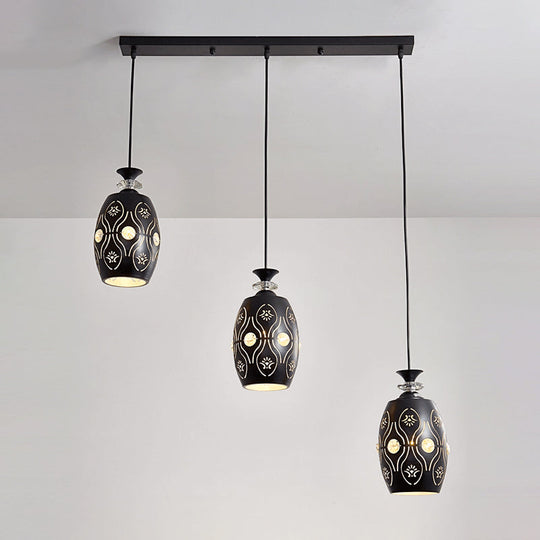Modern Black Pendant Light With 3-Light Metal Multi Ceiling Lamp - Ideal For Dining Table