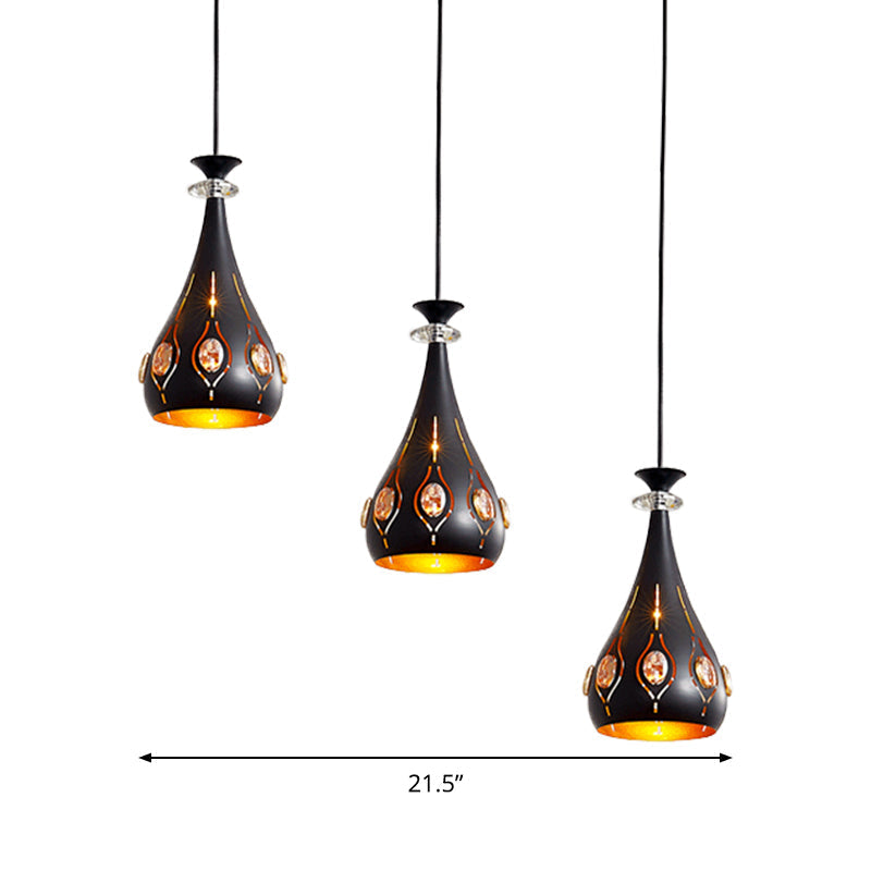 Modern Black Pendant Light With 3-Light Metal Multi Ceiling Lamp - Ideal For Dining Table
