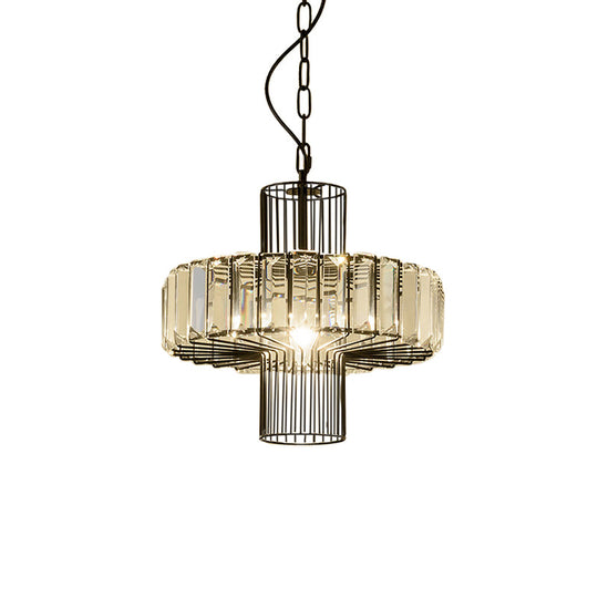 Modern Geometric Crystal Block Pendant Lamp - Black Ceiling Lighting