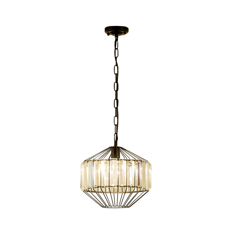 Modern Geometric Crystal Block Pendant Lamp - Black Ceiling Lighting