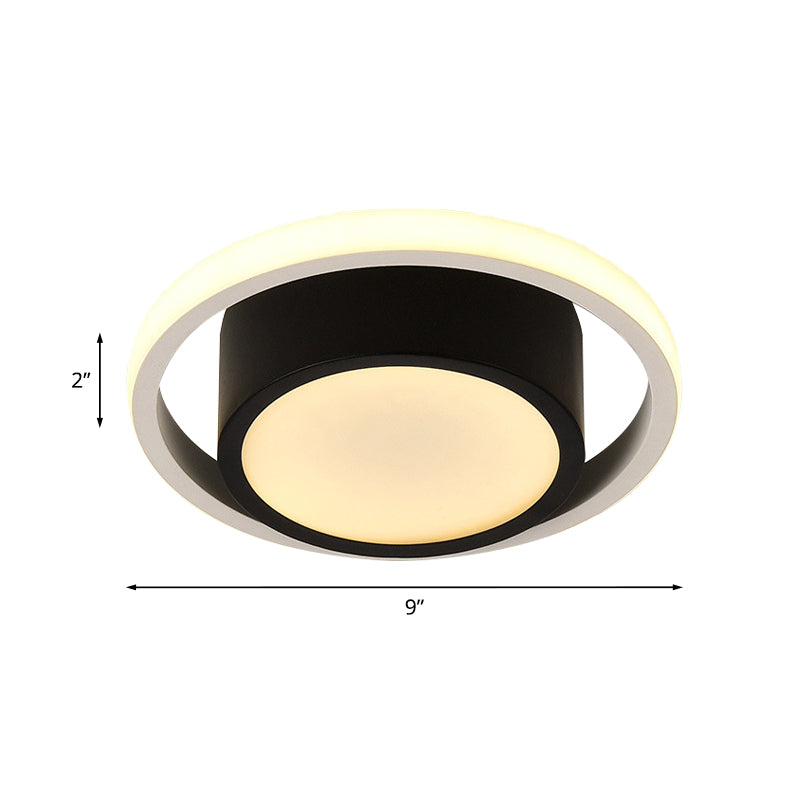 Modern LED Flush Mount Ceiling Light in Black and White with Warm Illumination for Living Room