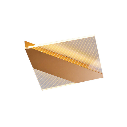 Modern Geometric LED Ceiling Lamp -  Black/White/Gold Flush Mount for Bedroom - White/Warm Light