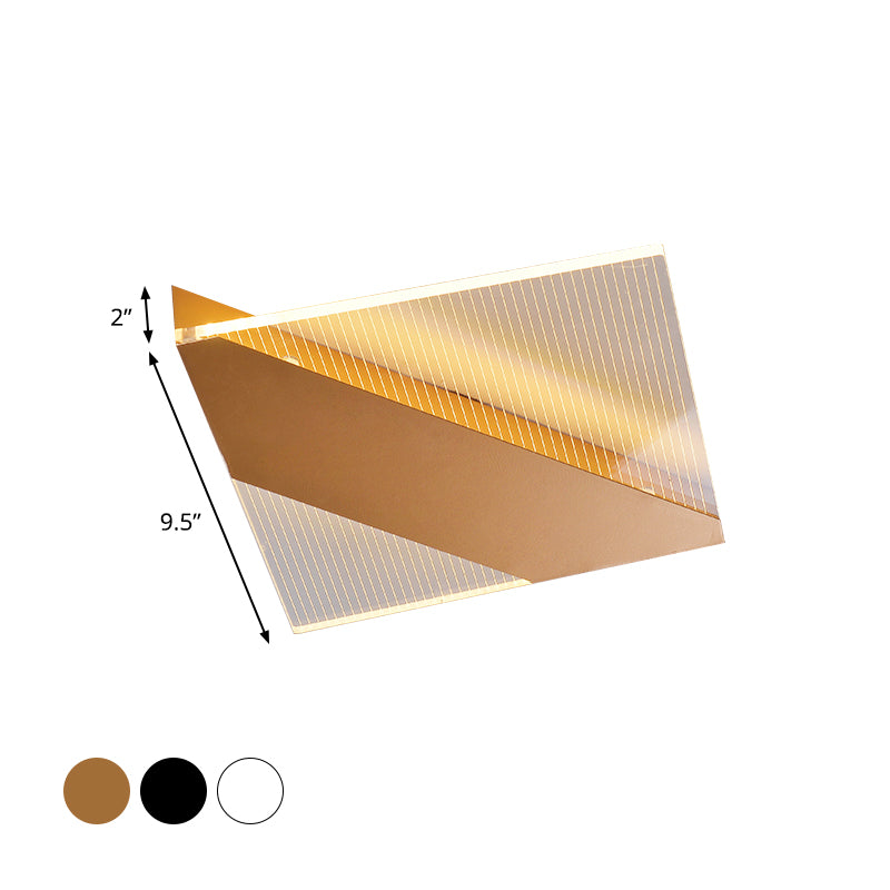 Modern Geometric LED Ceiling Lamp -  Black/White/Gold Flush Mount for Bedroom - White/Warm Light