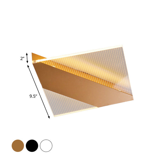 Modern Geometric LED Ceiling Lamp -  Black/White/Gold Flush Mount for Bedroom - White/Warm Light