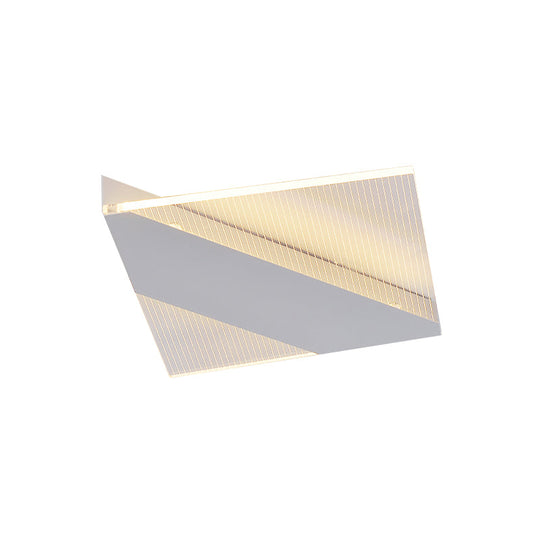 Modern Geometric LED Ceiling Lamp -  Black/White/Gold Flush Mount for Bedroom - White/Warm Light