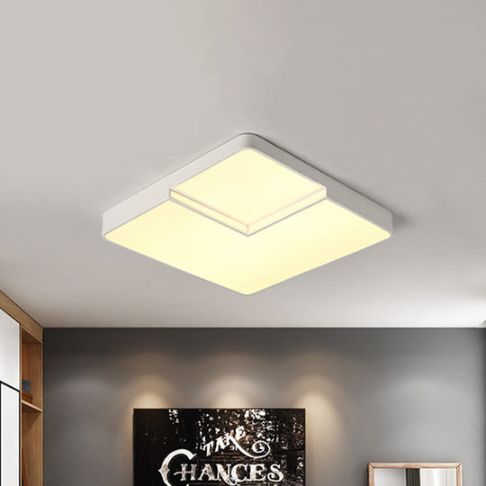 Modern Led Square Flush Mount Ceiling Light Fixture - White/Black White/Warm (16.5/20.5 W) White /