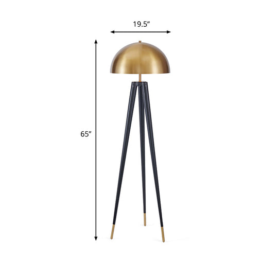 Modern Mid Century Metal Tripod Floor Lamp With Semicircle Stand Black/Gold Finish