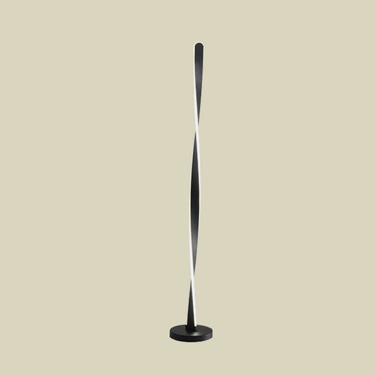 Modern Acrylic Twisted Stick Floor Lamp - Black/White Led Stand Up Light With Spiral Design In