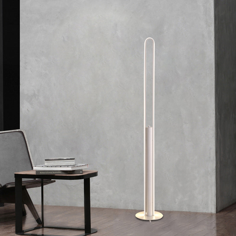 Minimalist Led Reading Floor Lamp In Acrylic Tubular Design - Black/White/Gold Warm/White Light