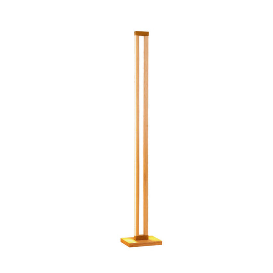 Modern Beige Wood Floor Lamp With Tubular Led For Stylish Living Room Reading Lighting
