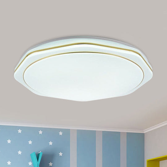 Modern White LED Acrylic Ceiling Lamp - 16"/19.5" Geometry Flushmount for Bedroom Lighting