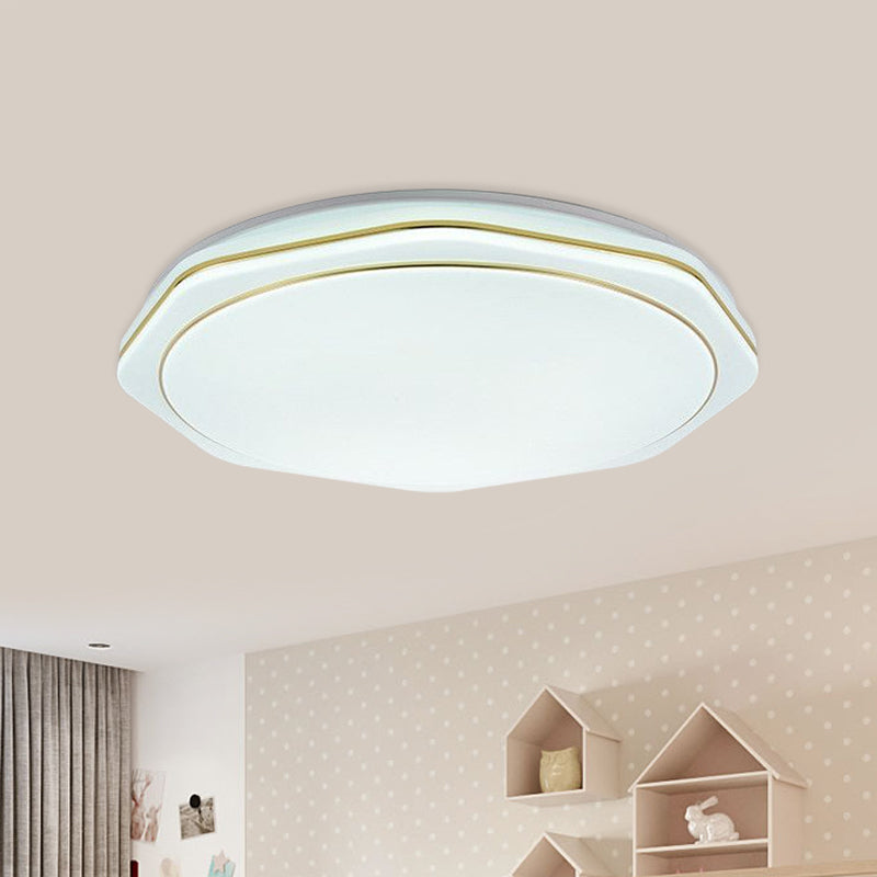 Modern White LED Acrylic Ceiling Lamp - 16"/19.5" Geometry Flushmount for Bedroom Lighting