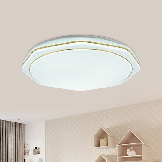 Modern White LED Acrylic Ceiling Lamp - 16"/19.5" Geometry Flushmount for Bedroom Lighting