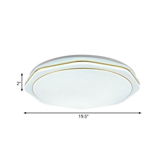 Modern White LED Acrylic Ceiling Lamp - 16"/19.5" Geometry Flushmount for Bedroom Lighting