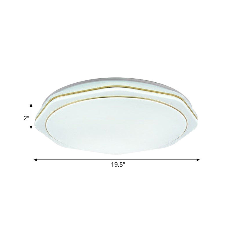 Modern White Led Acrylic Ceiling Lamp - 16/19.5 Geometry Flushmount For Bedroom Lighting