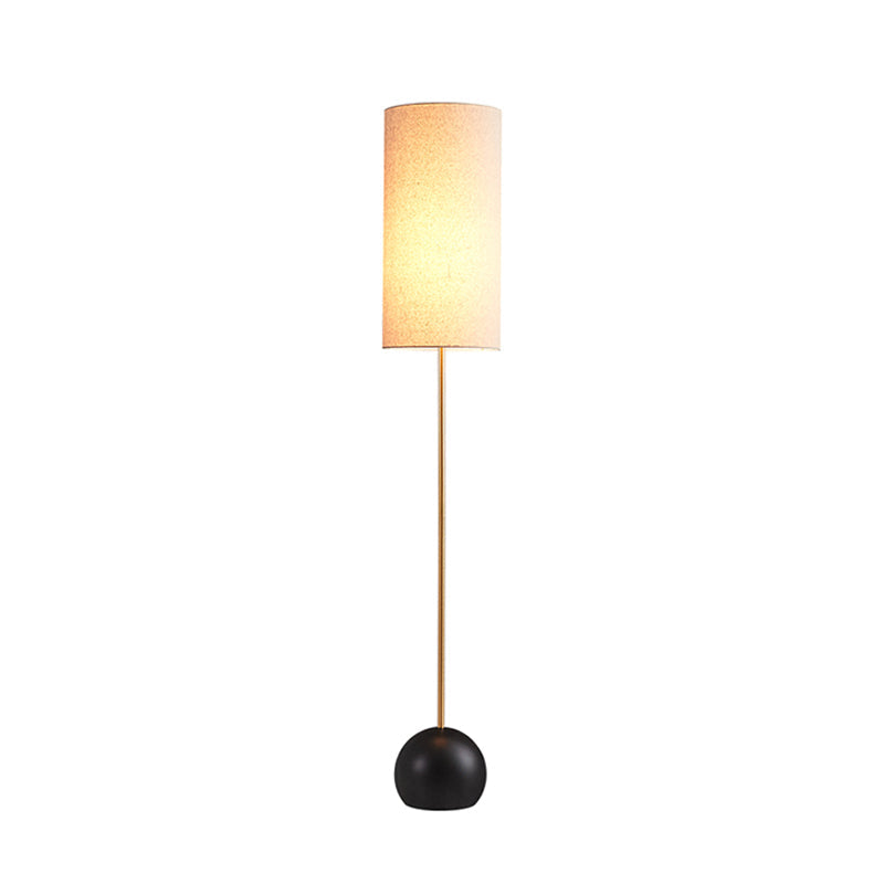Minimalist Flaxen/Beige 1-Light Standing Floor Lamp With Cylindrical Fabric Shade - Ideal For Living