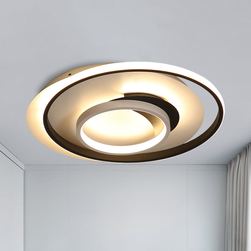 Modern Black Flush Ceiling Lighting Fixture - 18"/21.5" Round Acrylic LED Flush Light in Warm/White