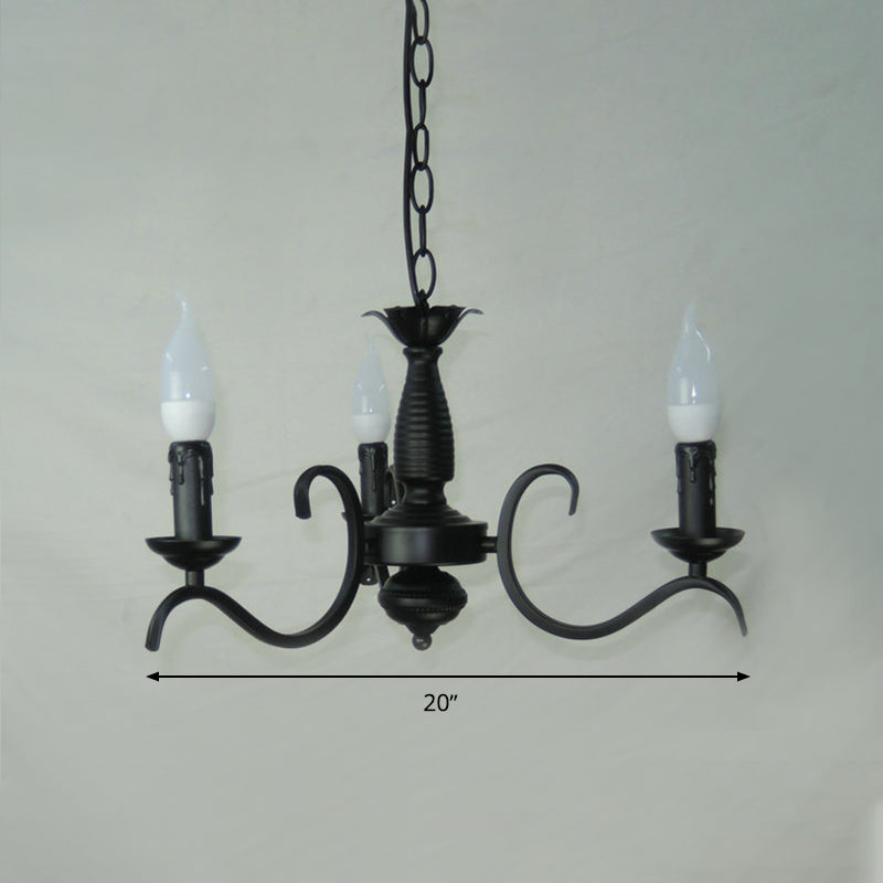 2-Tier Traditional Metal Candle Chandelier With Black Finish - Ideal For Living Room Ceiling Hanging