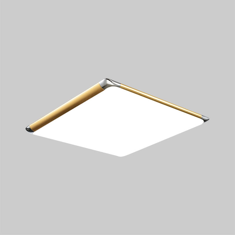 Modern Ultra-Thin Square Flush Mount with Gold Integrated LED, Acrylic Shade - Warm/White, 18"/21"/35.5" Wide - Bedroom Flush Mount Light