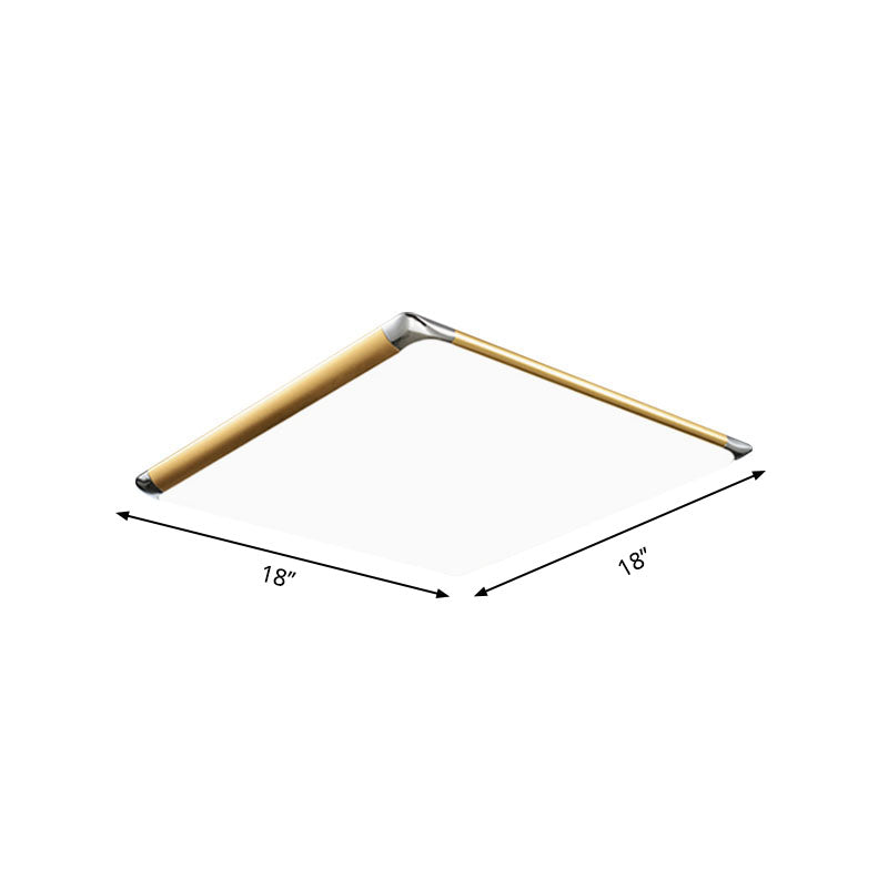 Modern Ultra-Thin Square Flush Mount with Gold Integrated LED, Acrylic Shade - Warm/White, 18"/21"/35.5" Wide - Bedroom Flush Mount Light