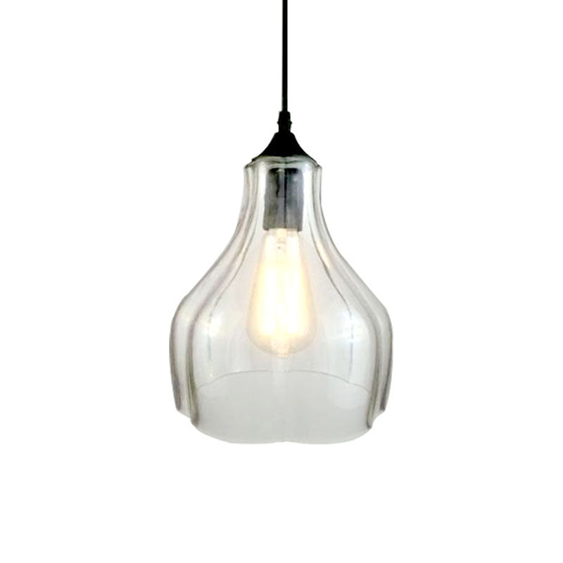 Contemporary 1-Light Yellow/Green/Clear Glass Gourd Suspension Pendant - Stylish Black Hanging Lamp for Restaurants