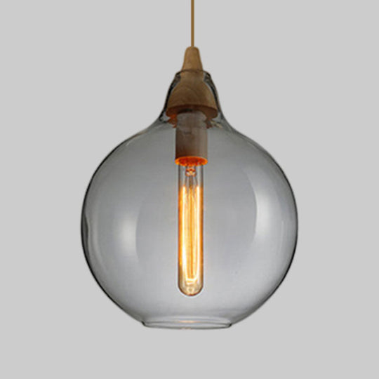 Contemporary Smoky/Amber/White Glass Pendant Light - Global/Gourd/Ellipse Design 1-Light Dining Room