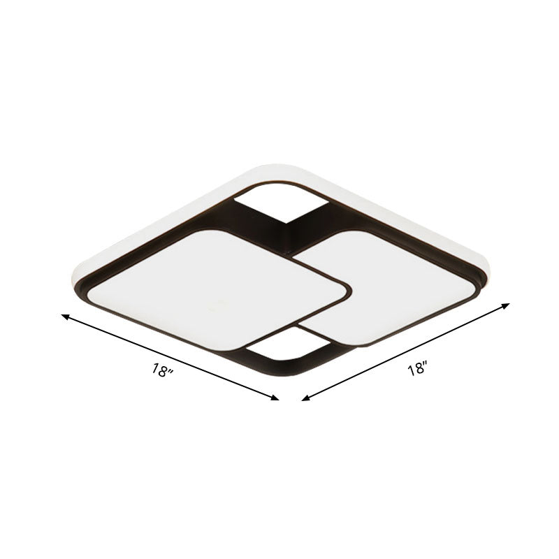 Contemporary Black and White Rectangular/Square Flush Mount LED Ceiling Light for Living Room - Warm/White