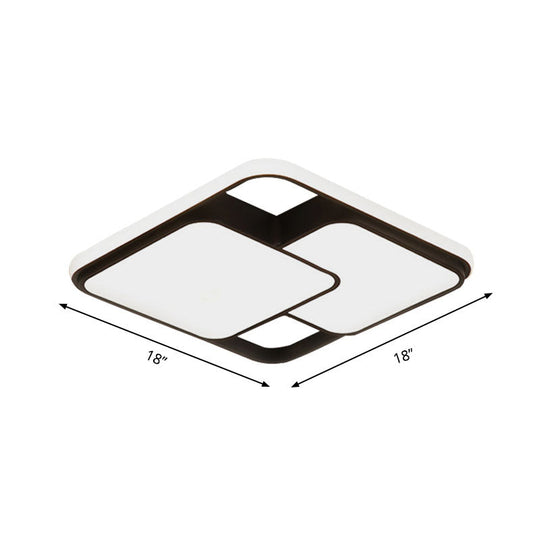 Contemporary Black and White Rectangular/Square Flush Mount LED Ceiling Light for Living Room - Warm/White