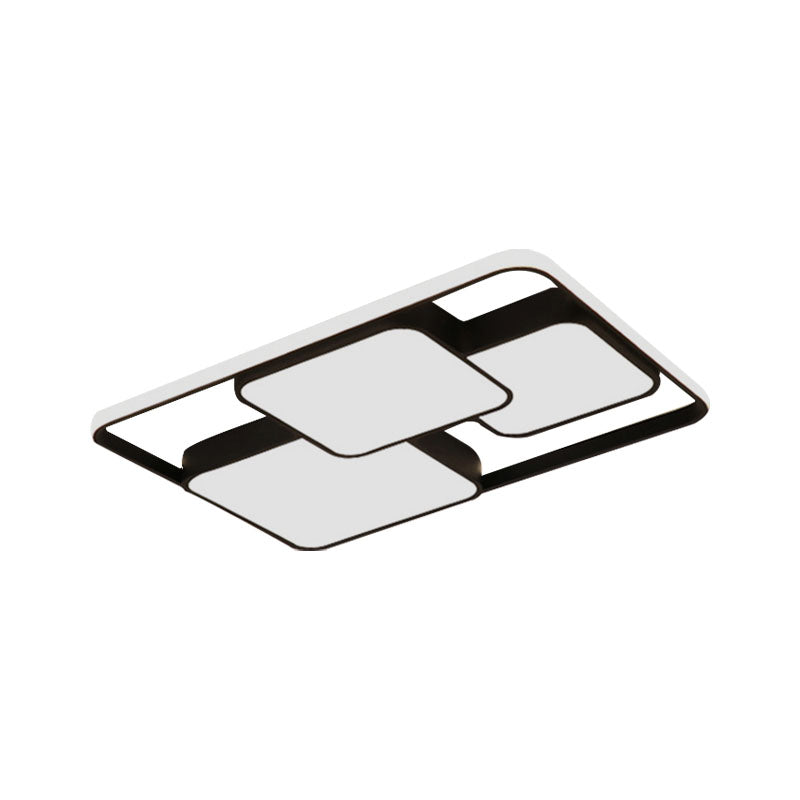 Contemporary Black and White Rectangular/Square Flush Mount LED Ceiling Light for Living Room - Warm/White