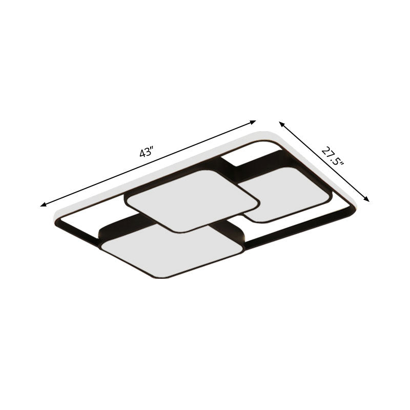 Contemporary Black and White Rectangular/Square Flush Mount LED Ceiling Light for Living Room - Warm/White