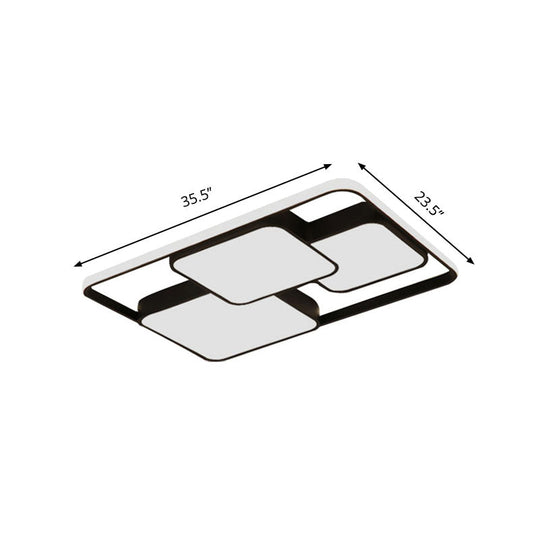 Contemporary Black and White Rectangular/Square Flush Mount LED Ceiling Light for Living Room - Warm/White