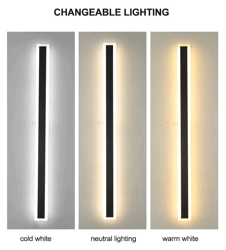 Tall Outdoor Waterproof LED Wall Lamp – Dimmable IP65 Aluminum Sconce