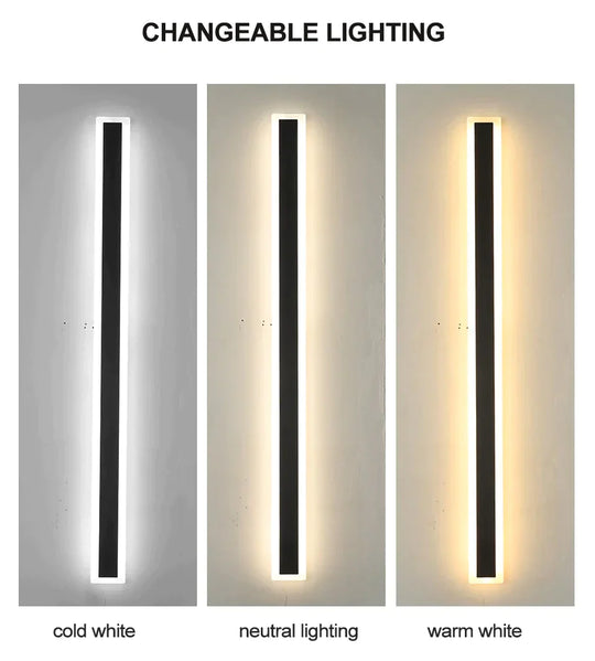 Tall Outdoor Waterproof LED Wall Lamp – Dimmable IP65 Aluminum Sconce